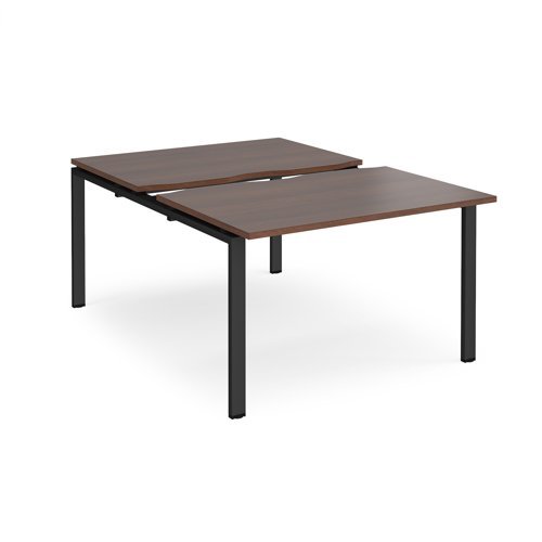 Adapt sliding top back to back desks 1200mm x 1600mm - black frame Walnut top - STE1216-K-W
