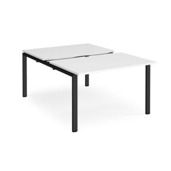 Adapt sliding top back to back desks 1200mm x 1600mm - black frame White Top - STE1216-K-WH