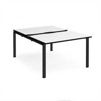 Adapt sliding top back to back desks 1200mm x 1600mm - black frame White Top black edge - STE1216-K-WK