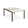 Adapt sliding top back to back desks 1200mm x 1600mm - black frame White Top with oak edging - STE1216-K-WO