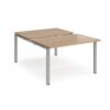 Adapt sliding top back to back desks 1200mm x 1600mm - silver frame Beech top - STE1216-S-B
