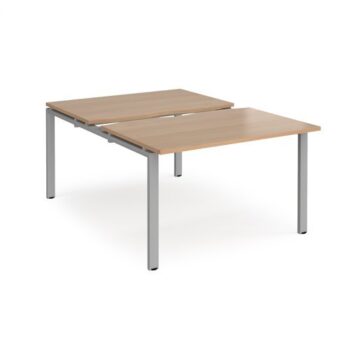 Adapt sliding top back to back desks 1200mm x 1600mm - silver frame Beech top - STE1216-S-B
