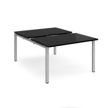 Adapt sliding top back to back desks 1200mm x 1600mm - silver frame black top - STE1216-S-BK
