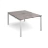Adapt sliding top back to back desks 1200mm x 1600mm - silver frame Grey Oak Top - STE1216-S-GO