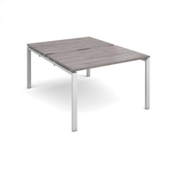 Adapt sliding top back to back desks 1200mm x 1600mm - silver frame Grey Oak Top - STE1216-S-GO