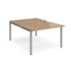 Adapt sliding top back to back desks 1200mm x 1600mm - silver frame Oak Top - STE1216-S-O