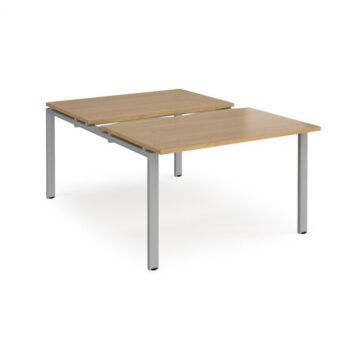 Adapt sliding top back to back desks 1200mm x 1600mm - silver frame Oak Top - STE1216-S-O