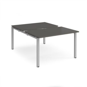 Adapt sliding top back to back desks 1200mm x 1600mm - silver frame storm grey top - STE1216-S-OG