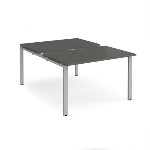Adapt sliding top back to back desks 1200mm x 1600mm - silver frame storm grey top - STE1216-S-OG