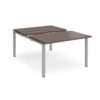Adapt sliding top back to back desks 1200mm x 1600mm - silver frame Walnut top - STE1216-S-W