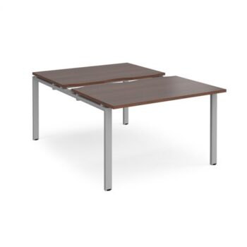 Adapt sliding top back to back desks 1200mm x 1600mm - silver frame Walnut top - STE1216-S-W