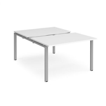 Adapt sliding top back to back desks 1200mm x 1600mm - silver frame White Top - STE1216-S-WH