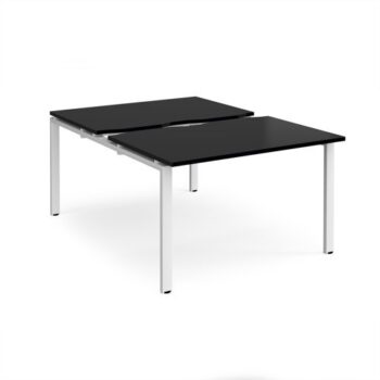 Adapt sliding top back to back desks 1200mm x 1600mm - white frame black top - STE1216-WH-BK