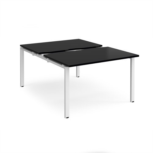 Adapt sliding top back to back desks 1200mm x 1600mm - white frame black top - STE1216-WH-BK