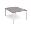 Adapt sliding top back to back desks 1200mm x 1600mm - white frame Grey Oak Top - STE1216-WH-GO