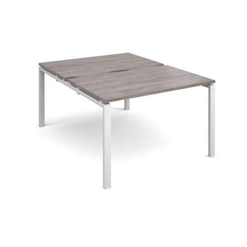 Adapt sliding top back to back desks 1200mm x 1600mm - white frame Grey Oak Top - STE1216-WH-GO