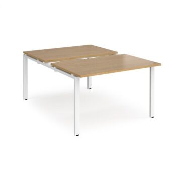 Adapt sliding top back to back desks 1200mm x 1600mm - white frame Oak Top - STE1216-WH-O