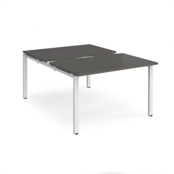 Adapt sliding top back to back desks 1200mm x 1600mm - white frame storm grey top - STE1216-WH-OG