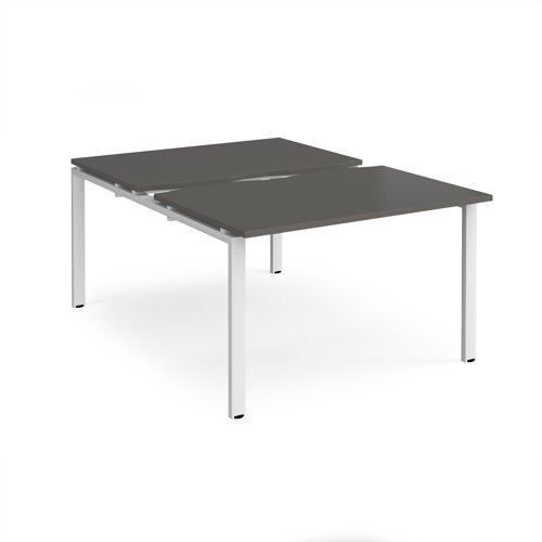 Adapt sliding top back to back desks 1200mm x 1600mm - white frame storm grey top - STE1216-WH-OG