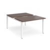 Adapt sliding top back to back desks 1200mm x 1600mm - white frame Walnut top - STE1216-WH-W
