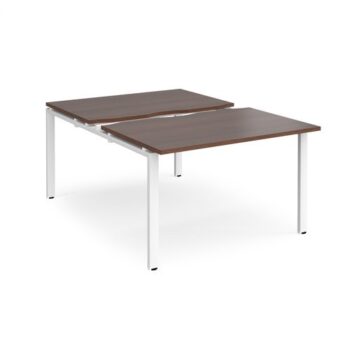 Adapt sliding top back to back desks 1200mm x 1600mm - white frame Walnut top - STE1216-WH-W