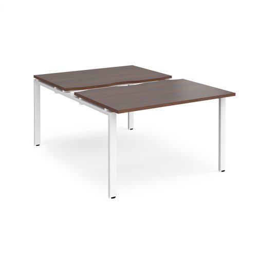 Adapt sliding top back to back desks 1200mm x 1600mm - white frame Walnut top - STE1216-WH-W