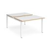 Adapt sliding top back to back desks 1200mm x 1600mm - white frame White Top with oak edging - STE1216-WH-WO