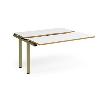 Adapt sliding top add on unit single 1400mm x 1200mm - green frame White Top oak edge - STE1412-AB-GN-WO