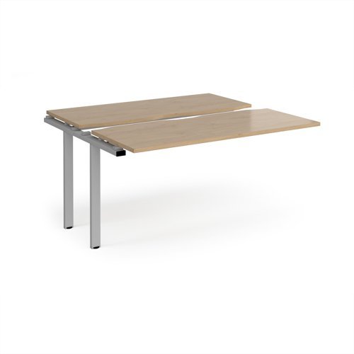 Adapt sliding top add on unit single 1400mm x 1200mm - silver frame Kendal Oak Top - STE1412-AB-S-KO