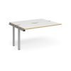 Adapt sliding top add on unit single 1400mm x 1200mm - silver frame White Top with oak edging - STE1412-AB-S-WO