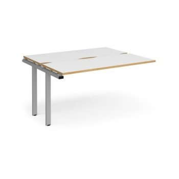 Adapt sliding top add on unit single 1400mm x 1200mm - silver frame White Top with oak edging - STE1412-AB-S-WO