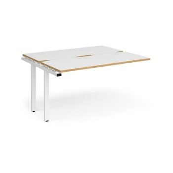 Adapt sliding top add on unit single 1400mm x 1200mm - white frame White Top with oak edging - STE1412-AB-WH-WO