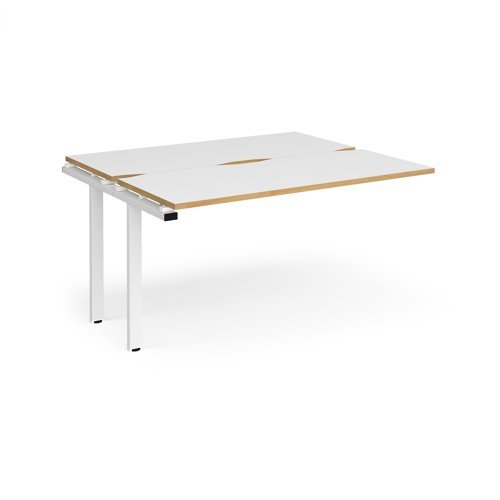 Adapt sliding top add on unit single 1400mm x 1200mm - white frame White Top with oak edging - STE1412-AB-WH-WO