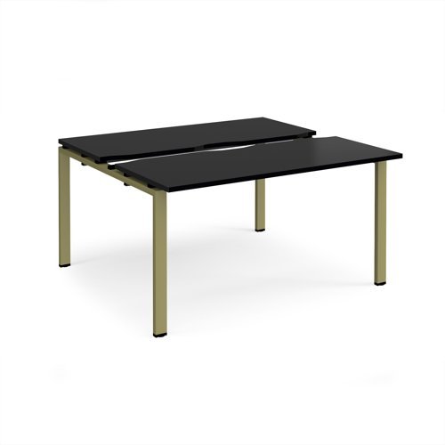 Adapt sliding top back to back desks 1400mm x 1200mm - green frame black top - STE1412-GN-BK