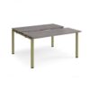 Adapt sliding top back to back desks 1400mm x 1200mm - green frame Grey Oak Top - STE1412-GN-GO