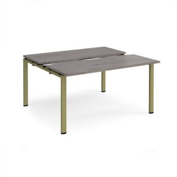 Adapt sliding top back to back desks 1400mm x 1200mm - green frame Grey Oak Top - STE1412-GN-GO