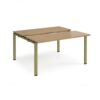 Adapt sliding top back to back desks 1400mm x 1200mm - green frame Oak Top - STE1412-GN-O