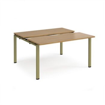 Adapt sliding top back to back desks 1400mm x 1200mm - green frame Oak Top - STE1412-GN-O