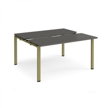 Adapt sliding top back to back desks 1400mm x 1200mm - green frame storm grey top - STE1412-GN-OG