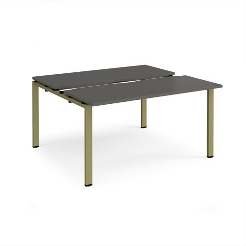 Adapt sliding top back to back desks 1400mm x 1200mm - green frame storm grey top - STE1412-GN-OG