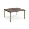 Adapt sliding top back to back desks 1400mm x 1200mm - green frame Walnut top - STE1412-GN-W