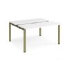 Adapt sliding top back to back desks 1400mm x 1200mm - green frame White Top - STE1412-GN-WH