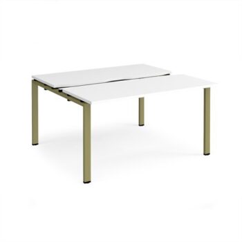 Adapt sliding top back to back desks 1400mm x 1200mm - green frame White Top - STE1412-GN-WH