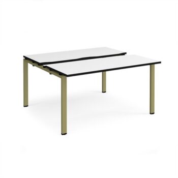 Adapt sliding top back to back desks 1400mm x 1200mm - green frame White Top black edge - STE1412-GN-WK