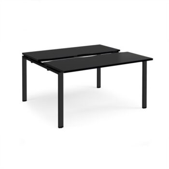 Adapt sliding top back to back desks 1400mm x 1200mm - black frame black top - STE1412-K-BK