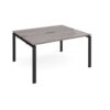 Adapt sliding top back to back desks 1400mm x 1200mm - black frame Grey Oak Top - STE1412-K-GO
