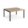 Adapt sliding top back to back desks 1400mm x 1200mm - black frame Kendal Oak Top - STE1412-K-KO