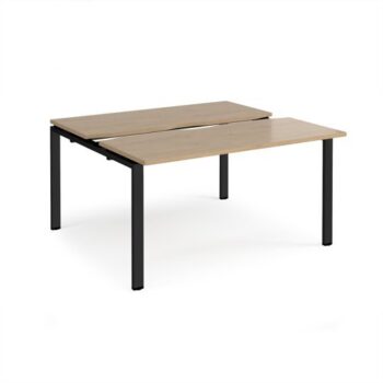 Adapt sliding top back to back desks 1400mm x 1200mm - black frame Kendal Oak Top - STE1412-K-KO