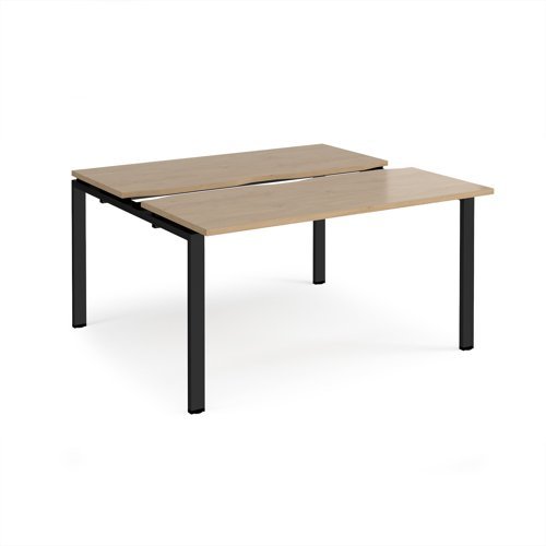 Adapt sliding top back to back desks 1400mm x 1200mm - black frame Kendal Oak Top - STE1412-K-KO