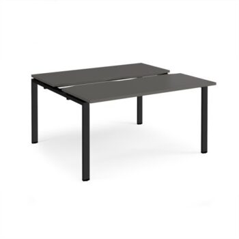 Adapt sliding top back to back desks 1400mm x 1200mm - black frame storm grey top - STE1412-K-OG
